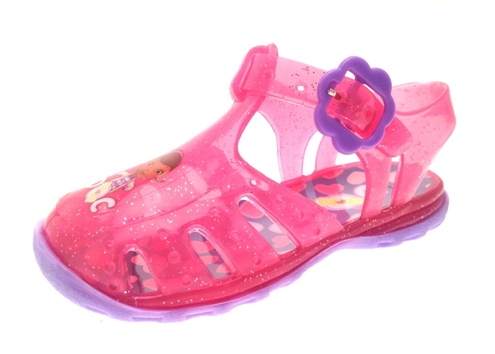 Girls Pink Doc McStuffins Glitter Jelly Shoes Beach Sandals Jellies
